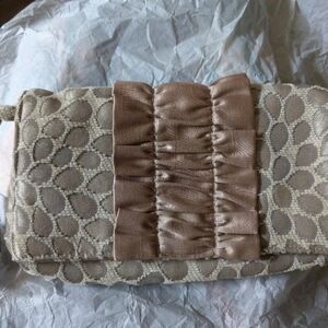1154 Lill Studio Chic Beige Clutch with Satin Ruffle